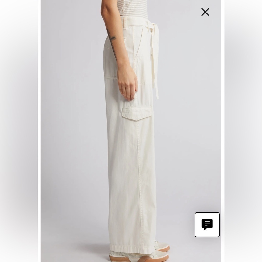 Madewell Griff Superwide Leg Cargo Pants Vintage Canvas Cream size 25 NWT - Picture 2 of 12